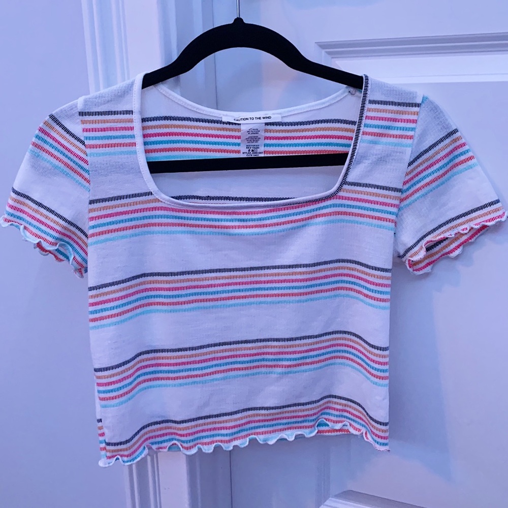 cropped tee with stripes